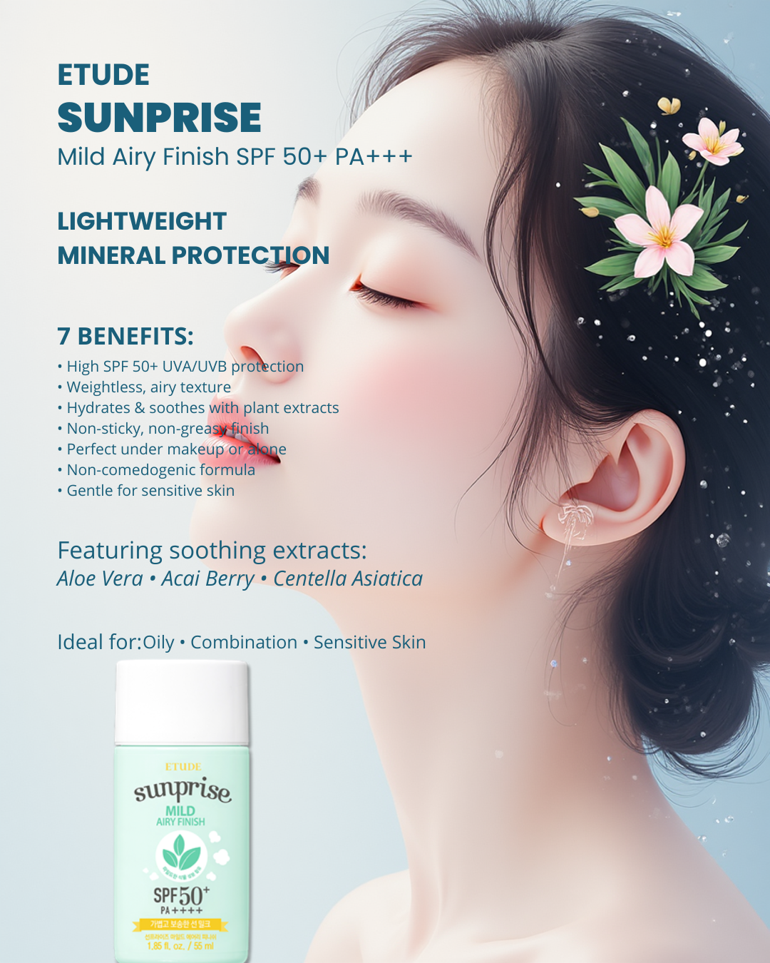 Etude Sunprise Mild Airy Finish SPF 50+ PA+ 55ml