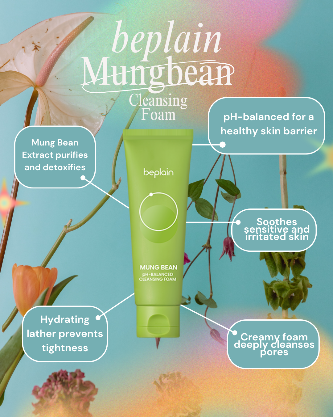 BePlain Mung Bean pH-Balanced Cleansing Foam 80ml